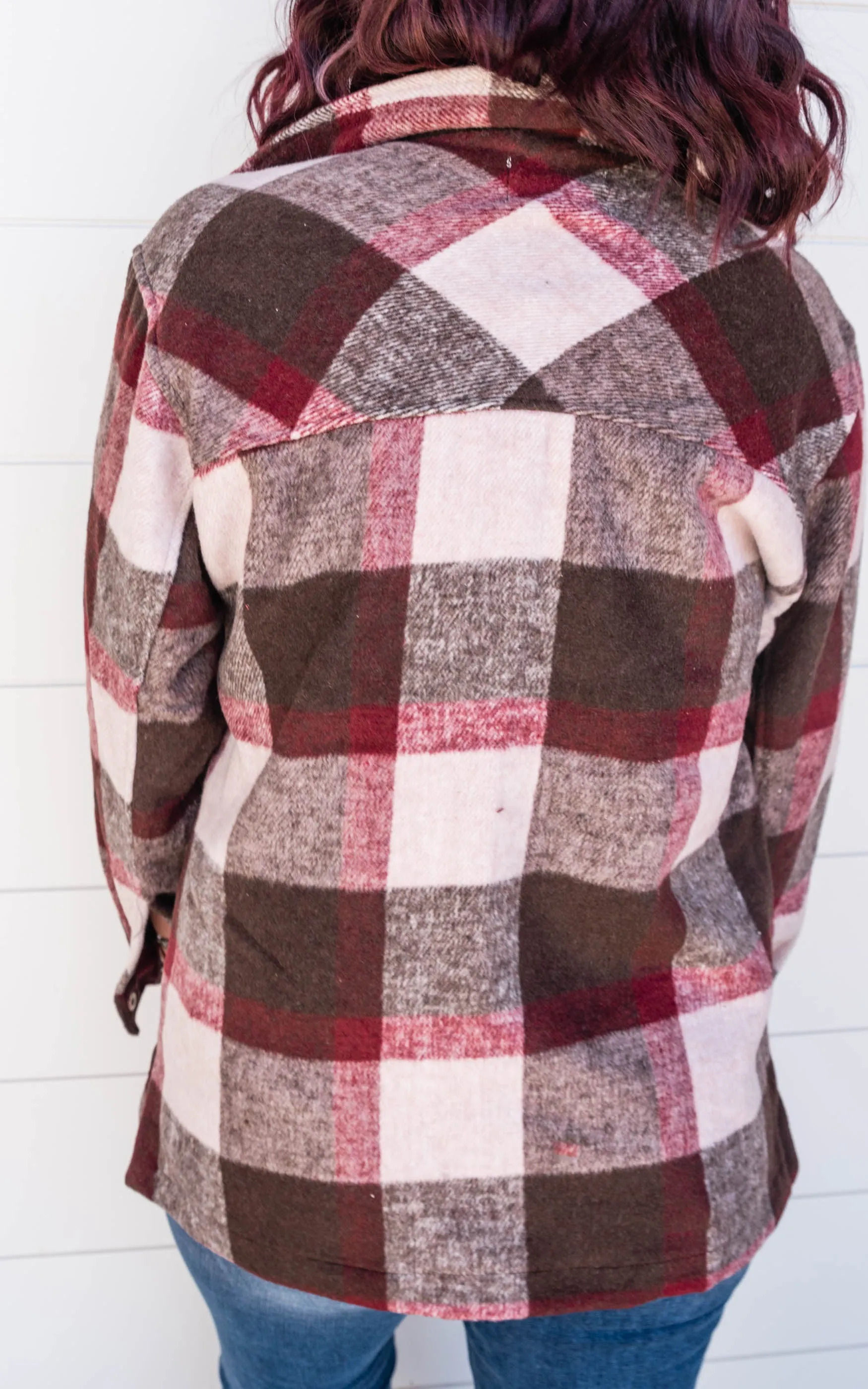 The Falling for You Plaid Oversized Jacket ( TAN BROWN) - Final Sale