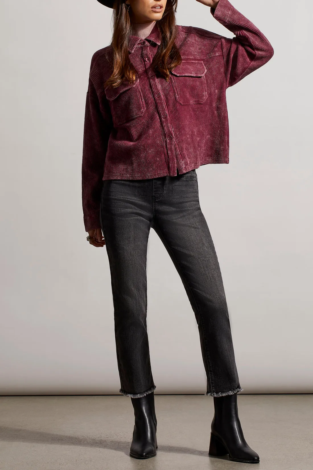 Tribal  Fall/Winter 2023-7857O/4807- Shacket -Red Wine